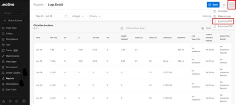 How To Get Logs Detail Report Motive Help Center