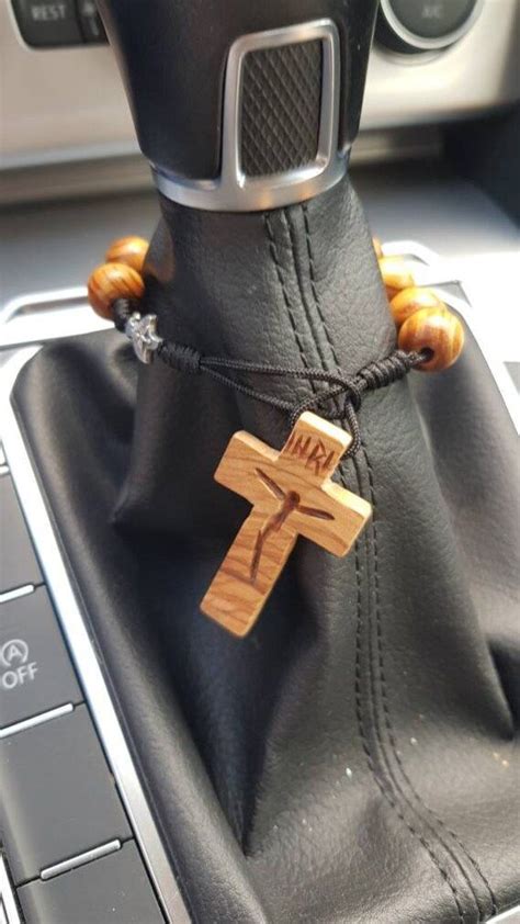 Auto Rosary Olive Wood Rosary For Car With Carved Cross Mens Etsy