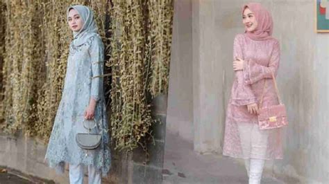 Tunik Brokat Kombinasi Satin Buat Tampilan Cantik Elegan