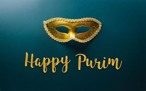 Feliz Purim Conceito De Decora O De Carnaval Feito De M Scara Dourada