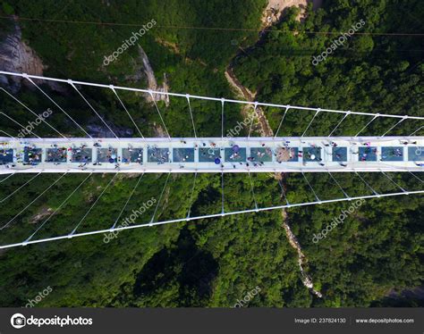 Aerial View World S Longest Highest Glass Bottomed Bridge Zhangjiajie Grand — Stock Editorial