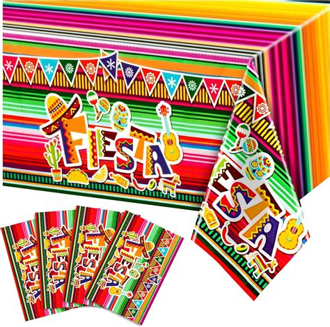 Hfxxad 4pack Mexican Fiesta Tablecloth Mexican Birthday