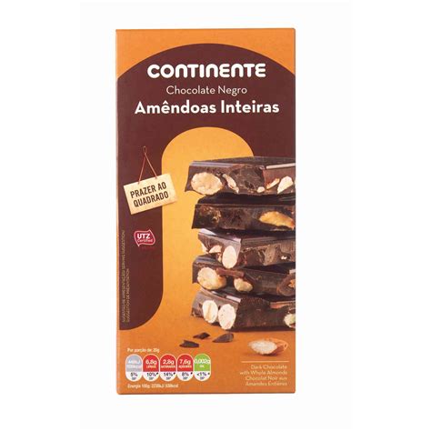 Tablete De Chocolate Negro Com Amêndoa Emb 200 Gr Continente