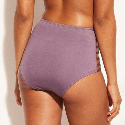 Women S Caged Side High Waist Bikini Bottom Shade Shore Purple