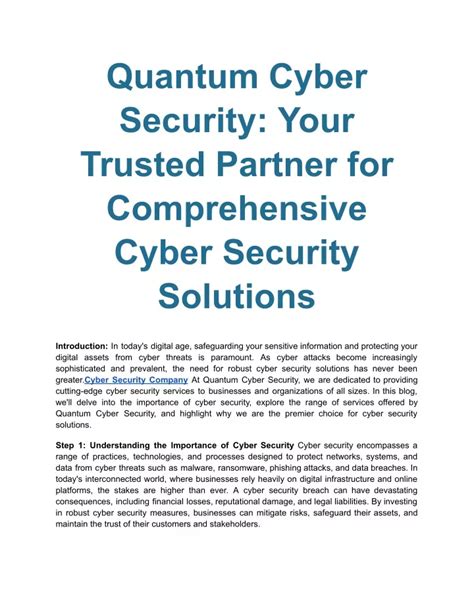 PPT Quantum Cyber Security Your Trusted Partner For Comprehensive