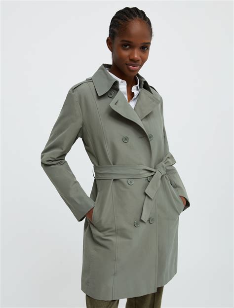 Double Breasted Cropped Trench Coat Kaki Max Co