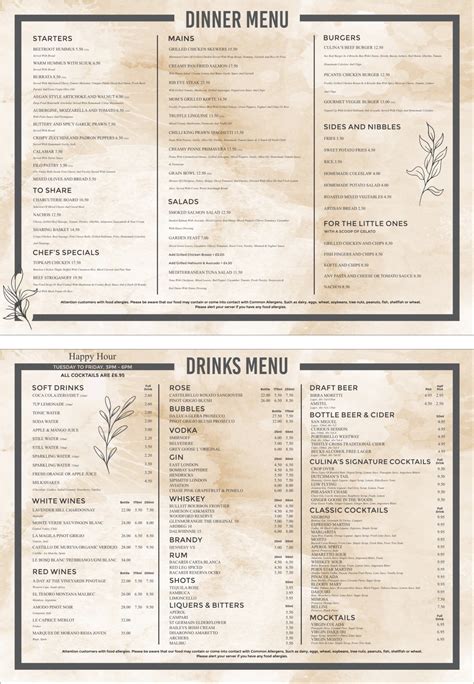 Carta Y Men Actualizados Culina Bistro En South Croydon Thefork