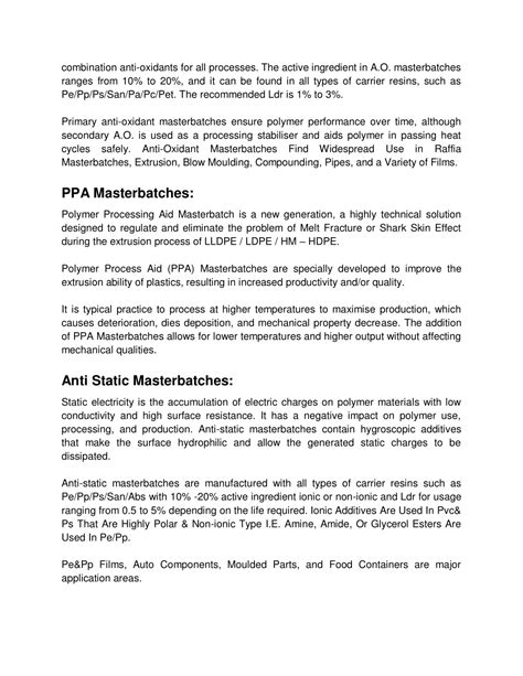 PPT Palvi Masterbatches Common Types Of Additives Used To Make