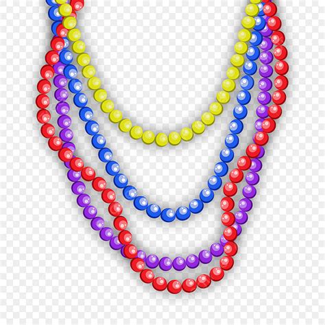 Mardi Gras Bead Clipart Vector Curved Red Blue Purple Yellow Mardi