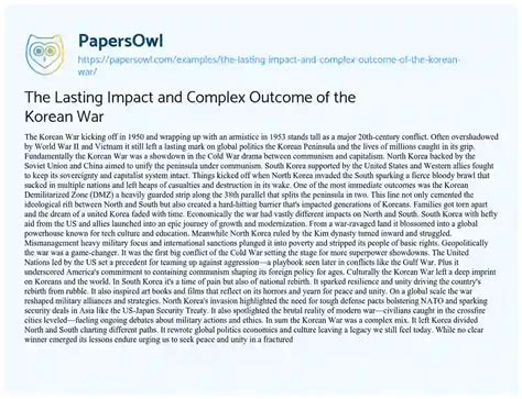 The Lasting Impact And Complex Outcome Of The Korean War Free Essay