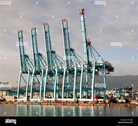 Large Cranes APM Terminals Container Ship Port At Algeciras Cadiz