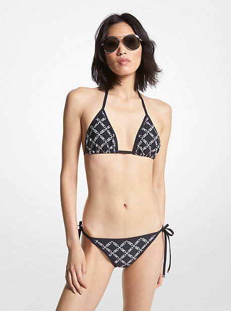 Michael Kors Empire Logo Triangle Bikini Top Black Editorialist