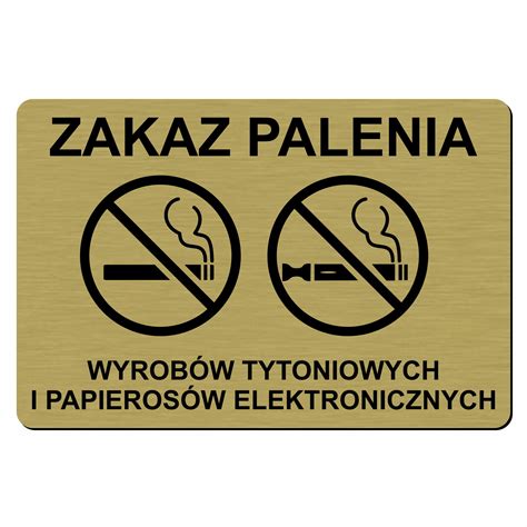 Tabliczka z grawerem Zakaz palenia Tabliczka zakazu palenia Złota