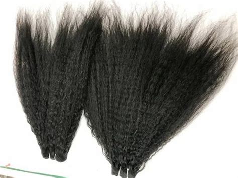 Black Curly Indian Unprocessed Temple Kinky Straight Hair Extensions