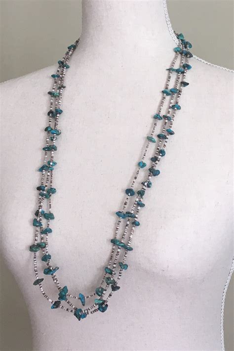 Turquoise Heishi Necklace Multi Strand Vintage Native American Shell