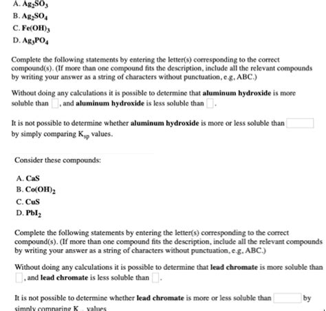 Solved A Ag So B Ag So C Fe Oh D Ag Po Complete The Chegg