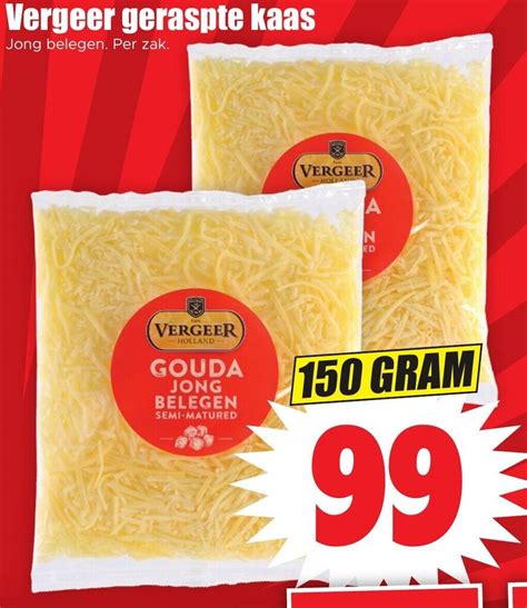 Vergeer Geraspte Kaas 150g Aanbieding Bij Dirk