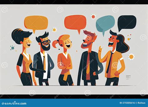 Group of Happy Business People. Project Discussion. Cartoon Style Stock ...