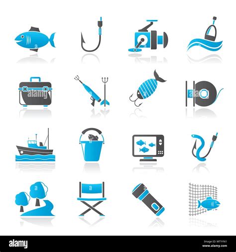 Industria Pesquera Iconos Vector Conjunto De Iconos Creados Para