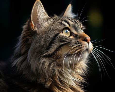 Retrato De Un Gato Maine Coon Sobre Fondo Negro Foto Premium