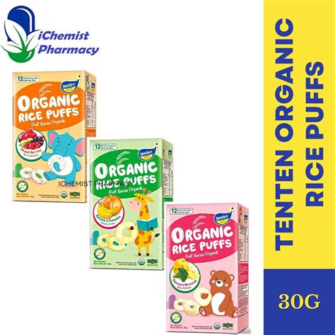 Tenten Organic Rice Puffs 30g Mixed Berries Banana And Pumpkin Cheese And Broccoli Shopee