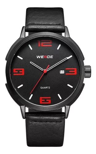 Rel Gio Masculino Weide Anal Gico Wd B Preto E Vermelho