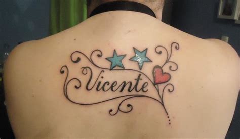 Nombre De Hijo Con Estrellas Firuletes Y Coraz N Tatuajes Para Mujeres