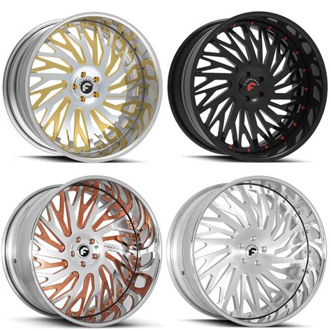 21 Staggered Forgiato Wheels Biaforca Brushed Silver Face With Rose