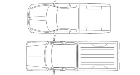 Pickup Truck Top View Design Cad Blocks Cadbull