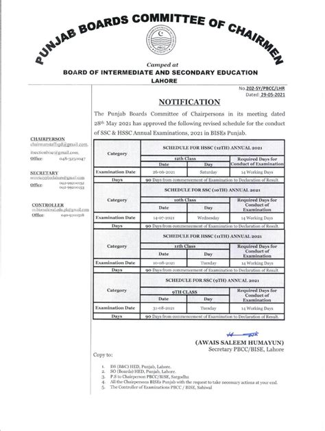 Bise 10th Class Roll Number Slips 2024 Exams Centers Details Punjab Board Class 10th All Districts