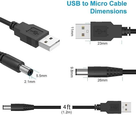 X132 BERLS USB To DC Cable 5V Power Cord Charger Plug 5 5 X 2 1mm