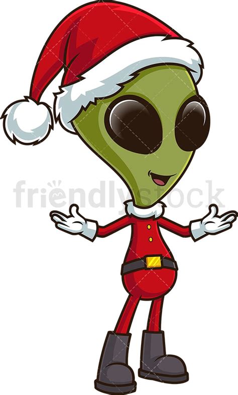 Happy Christmas Alien Cartoon Clipart Vector - FriendlyStock