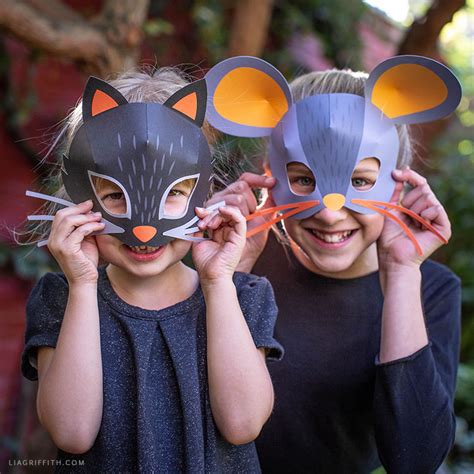 Printable Cat and Mouse Masks for Halloween - Lia Griffith