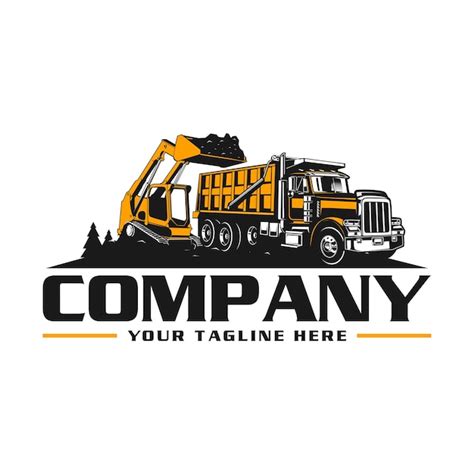 Premium Vector Dump Truck And Excavator Logo