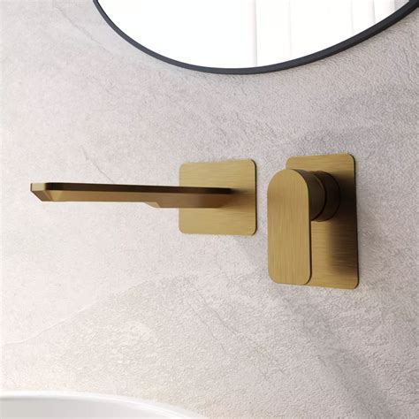 Miscelatore Lavabo A Muro Canna 25 Cm Oro Spazzolato Fusion