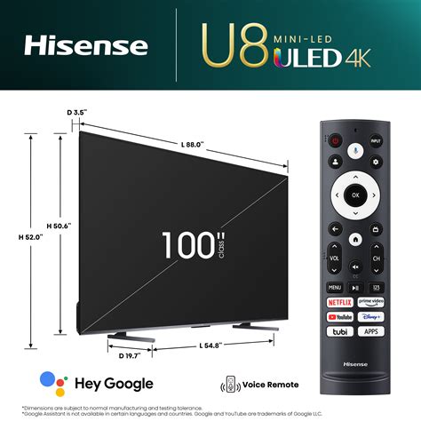 Hisense Class U Series Mini Led Uled K Uhd Google Smart Tv