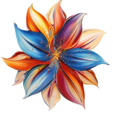 Beautiful Star Shaped Flower Painting Star Shaped Flower Pink Blue