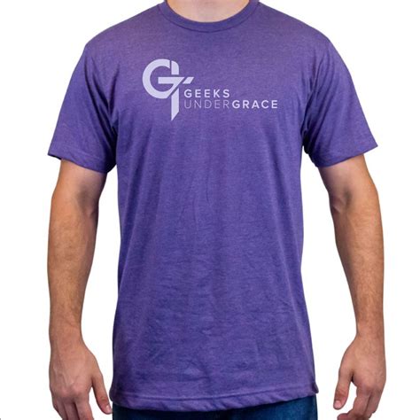 Heather Purple T-Shirt - White Logo - Geeks Under Grace