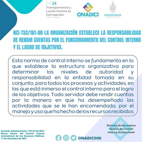 NCI TSC 161 00 La organización establece la responsabilidad de rendir