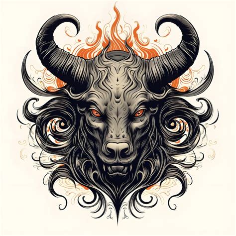 Premium AI Image | angry taurus head tshirt tattoo design dark art ...