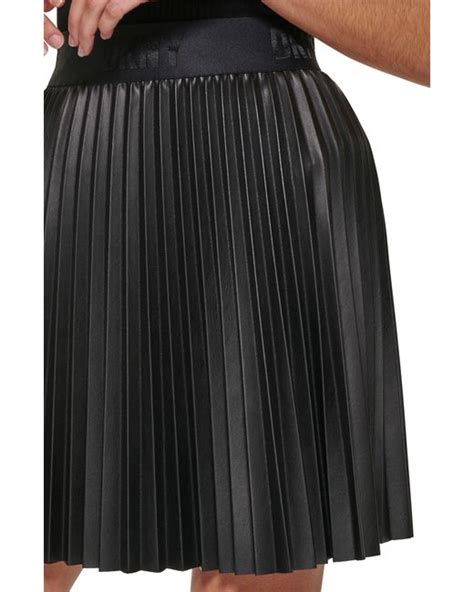 Dkny Faux Leather Pleated Skirt In Black Lyst