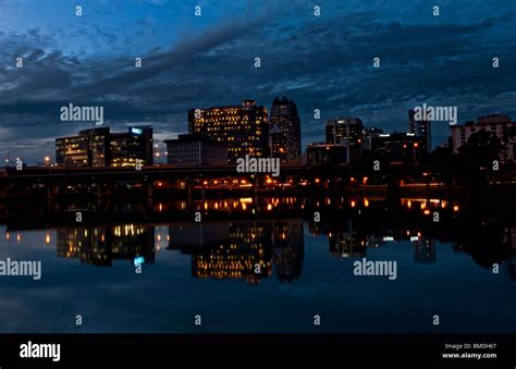 Orlando Florida Skyline at night taken from Lake Lucerne looking north ...