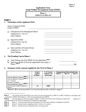 Fillable Online Swd Gov Annex Part I Application Form Social Welfare