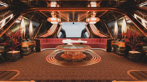 Cosmos Prime Space Yacht Interior - Exquisite Design with Art Deco Style