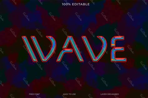 Effet De Texte Avec Style De Police Wave Fichier PSD Photoshop Gratuit