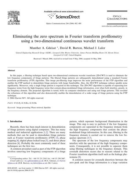 Pdf Eliminating The Zero Spectrum In Fourier Transform Profilometry