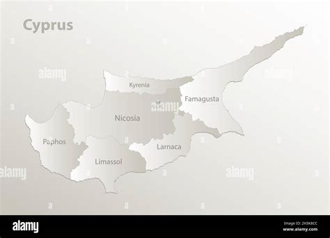 Cyprus Map Administrative Division Separates Regions And Names