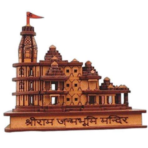 Brown Hand Carved Shri Ram Mandir Ayodhya 3D Wood Temple Model For