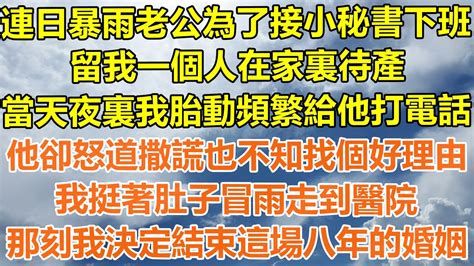 （完結爽文）連日暴雨老公為了接小秘書下班，留我一個人在家裏待產，不料當天夜裏我胎動頻繁，打電話求讓他送我去醫院，他卻怒道撒謊也不知找個好理由