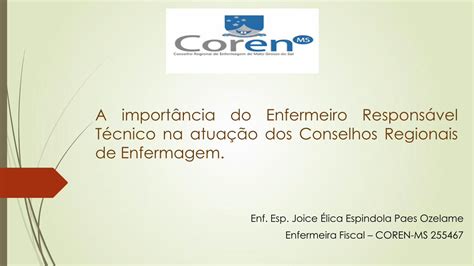 Pdf A Import Ncia Do Enfermeiro Respons Vel T Cnico Na Ms Corens